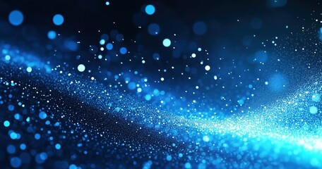 Mesmerizing Blue Particles Flowing Through a Dark Background with Sparkling Effects

