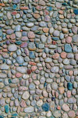 Round cobblestone decorated wall