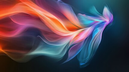 Obraz premium Abstract colorful smoke trails flow, a vibrant and ethereal design. Perfect background for web design, technology, or creative projects.