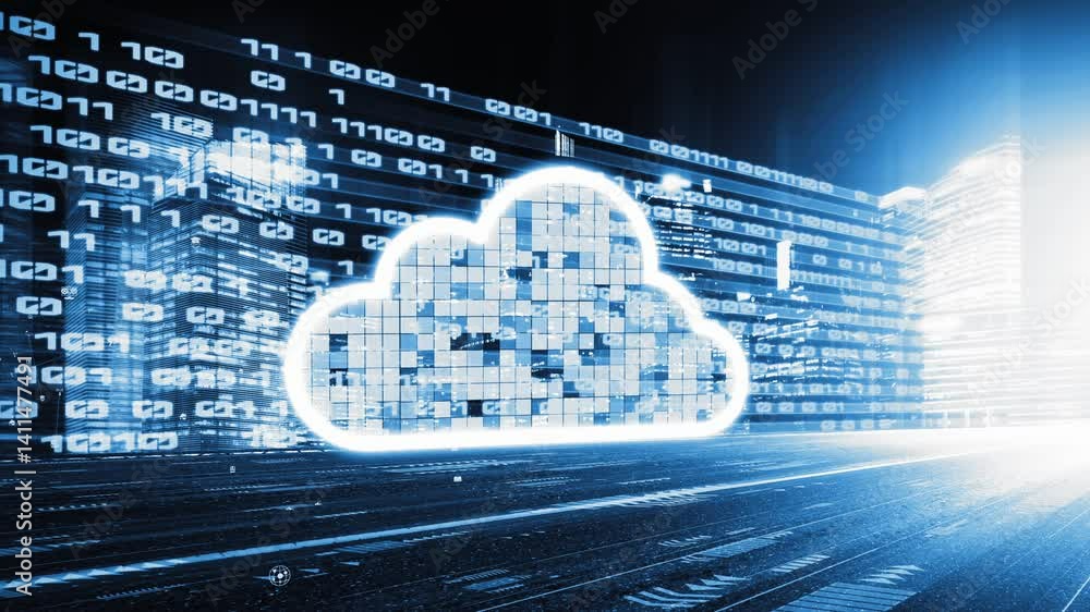 Poster cloud computer and online data storage with tacit intelligent sharing software . concept of smart di