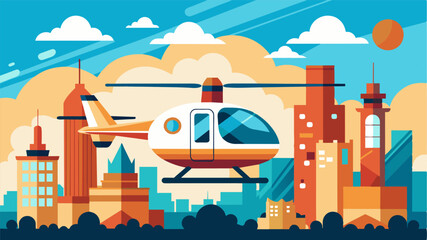 The inception of the air taxi highspeed network has od up endless possibilities for urban travel making the city feel more connected and accessible than ever before.. Vector illustration