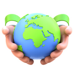 Save Earth 3D Icon for Earth Day – Eco-Friendly, Climate Action, Green Planet, Environmental Awareness, Sustainable Future, Earth Protection, Global Warming, Eco Symbol, Clean Planet, Go Green Icon