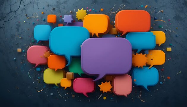 Colorful Speech Bubbles Overlapping Communication Concept