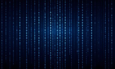 Binary numbers against dark background.
