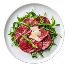 Fresh Beef Carpaccio with Arugula and Parmesan Cheese Garnish