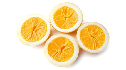 Obraz premium Sliced Salted Duck Eggs Close Up On White Background