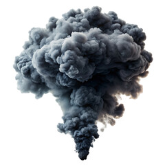 Dark Grey Smoke Plume on White Background