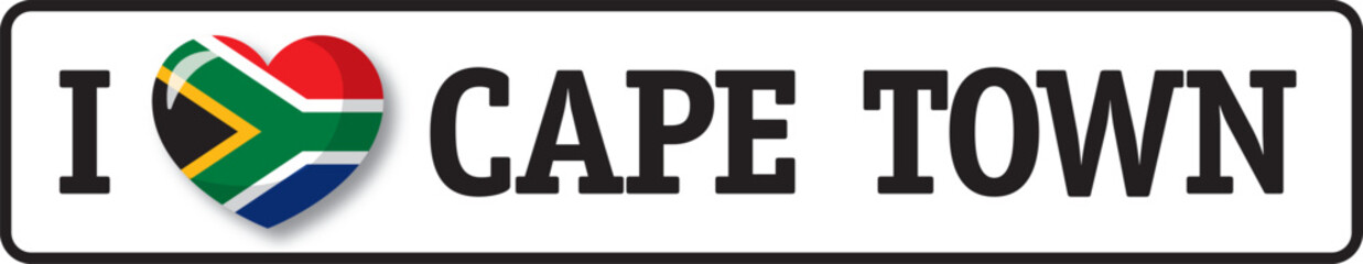 Heart with South African flag colors expressing love for Cape Town