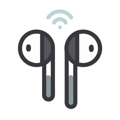 Earbuds Icon Representing Audio Listening Device or Portable Sound Equipment