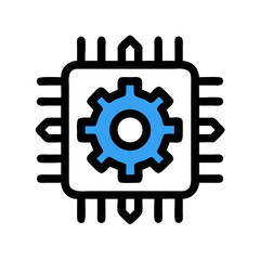 Obraz premium Gear in Chip Icon Representing System Configuration or Hardware Settings