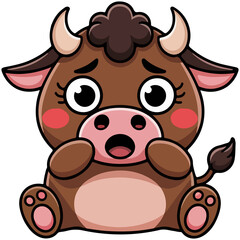 Cute and Funny Bull happy Bull Face cartoon Vector icon character illustrator