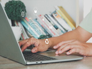 Artificial intelligence on laptops to manage important things in life and smart business in technology Artificial intelligence enhances human potential