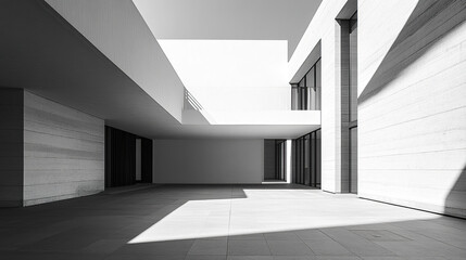 Fototapeta premium Minimalist architecture with sharp shadows and monochrome palette