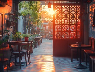 Sunset Cafe Patio  Asian Inspired Restaurant Interior Design