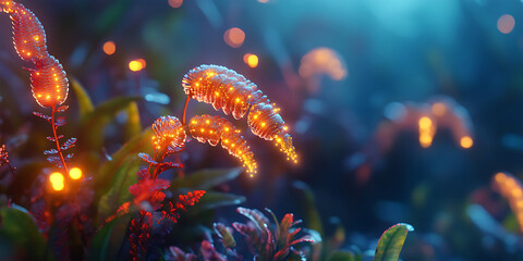 Alien Jungle with Strange Glowing Plants for Sci-Fi Design, Fantasy Art, and Futuristic World Creation Projects