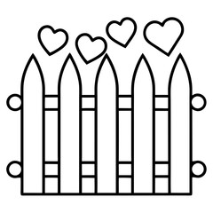 Garden fence with hearts line art vector