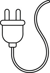 Electric Plug Outline Icon Line Art Drawing | Power, Energy & Connection Symbol Vector
