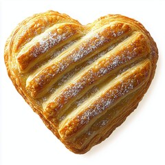 Delicious Heart-Shaped Puff Pastry Dusted with Powdered Sugar for Romantic Treats