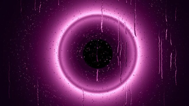 Minimalistic pink circle smoothly pulsing and jumping repeatedly at the center of a solid black background. Perfect for music visuals, tech presentations, abstract animations