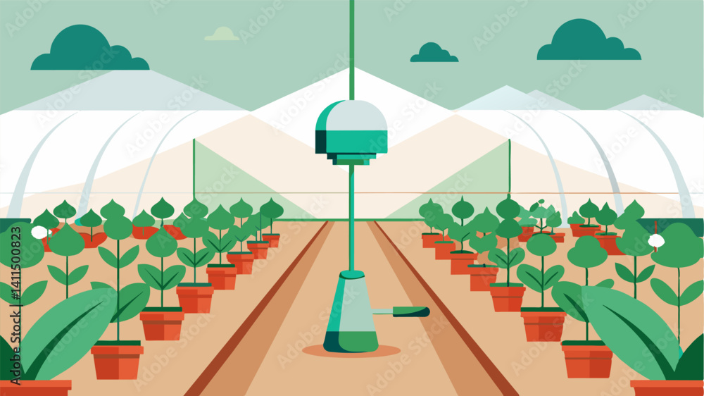 Poster installing soil moisture sensors in greenhouses or polytunnels to regulate irrigation for different 