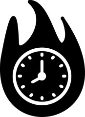 Flaming clock vector icon. Fire Time vector icon. Deadline icon. Vector graphics and not AI. Symbol, logo illustration. Replaceable vector design.