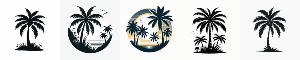 Vector of a coconut tree silhouette.