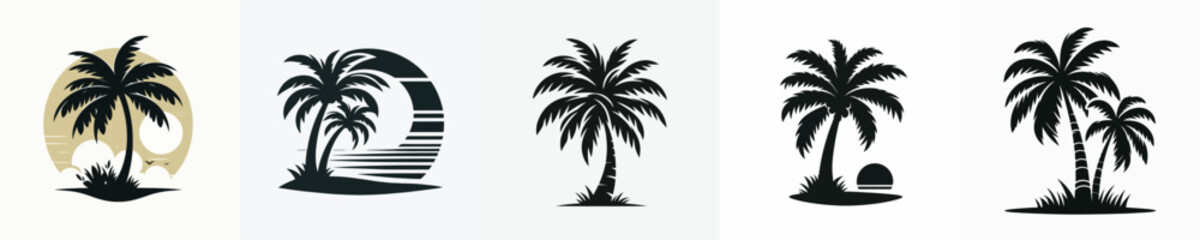 Vector of a coconut tree silhouette.