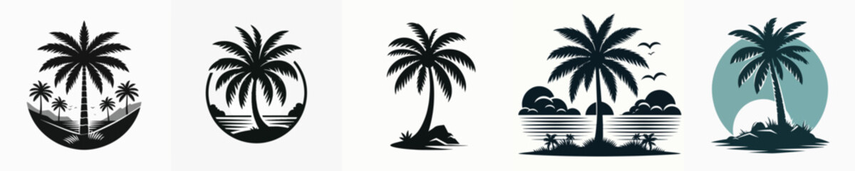 Vector of a coconut tree silhouette.