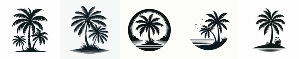 Vector of a coconut tree silhouette.