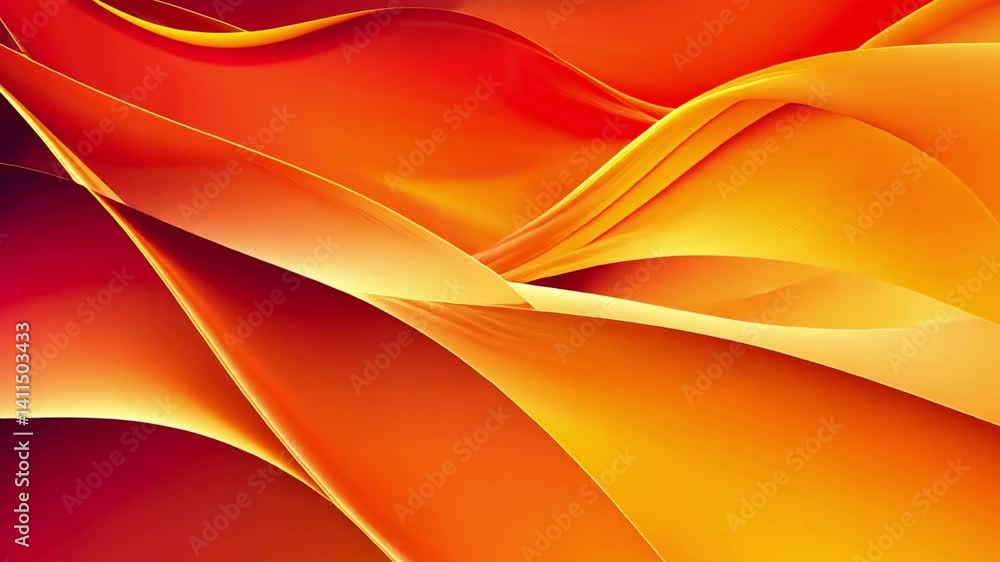 Poster vibrant abstract waves in orange and yellow create dynamic energy composition, evoking warmth and mo