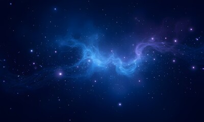 Blue and purple nebula in blue starry night.