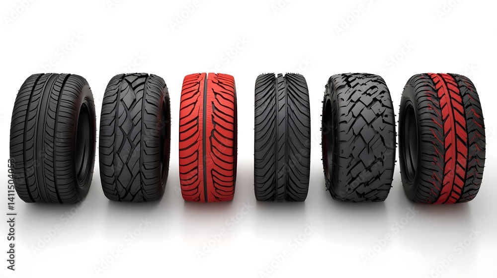 Aufkleber collection of different tire tread patterns including all terrain off road and high performance desi