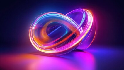 Dynamic Swirls of Neon Light Dancing in a Dark Space with Futuristic Vibes