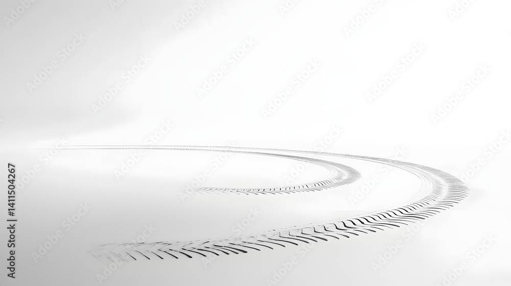Aufkleber Symmetrical tire marks left by a high performance sports car on a clean white backdrop creating a dynamic and abstract geometric pattern