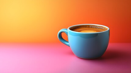 "Colorful Coffee Cup on Retro Background"