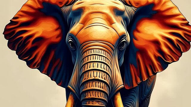 Abstract elephant with flowing brushstrokes and vivid colors, representing wisdom, memory, and strength. Inspired by traditional motifs and modern art fusion