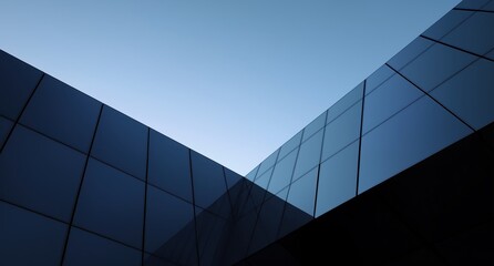 Stunning Architectural Reflection of Sky on Modern Glass Facade with Sharp Angles
