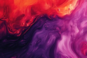 Vibrant abstract fluid art in bold red and purple shades offering a dynamic backdrop for contemporary design initiatives and creative expressions