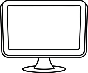 Monitor Outline Icon Line Art Drawing Vector | Computer, Display & Tech Device Symbol Vector