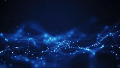 Mesmerizing Blue Waves of Light Flowing Across a Dark Background with a Futuristic Touch