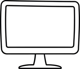Monitor Outline Icon Line Art Drawing Vector | Computer, Display & Tech Device Symbol Vector