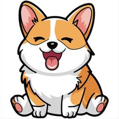 Cute Corgi Puppy Cartoon Illustration for Kids and Pet Dog Vector illustration