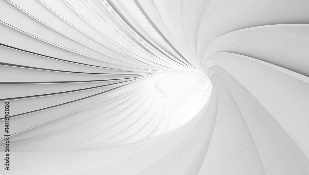 Wall mural sleek white spiral tunnel creating a sense of infinite depth and serenity
