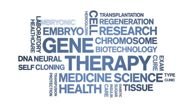 Gene Therapy animated word cloud;text design animation tag kinetic typography seamless loop.