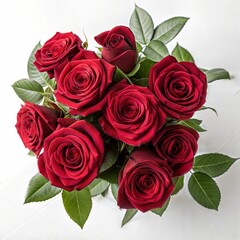 Fototapeta premium Elegant Red Roses with Fresh Leaves