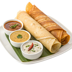 Delicious Masala Dosa and Paper Dosa: South Indian Breakfast Recipe on transparent background
