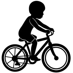 Obraz premium Line art vector silhouette of a baby riding a fixie bike