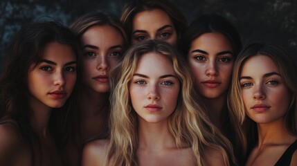 Obraz premium Close-up portrait of six young women