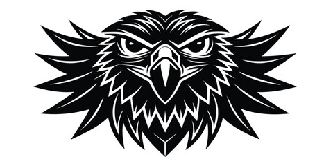 Majestic eagle silhouette with powerful wings, a tribal design evoking a flying symbol of nature