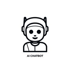Friendly AI chatbot icon on a simple black and white background, digital innovation